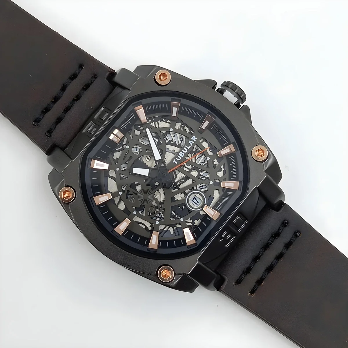 Tubular Skeleton Watch | Black Belt Black Body